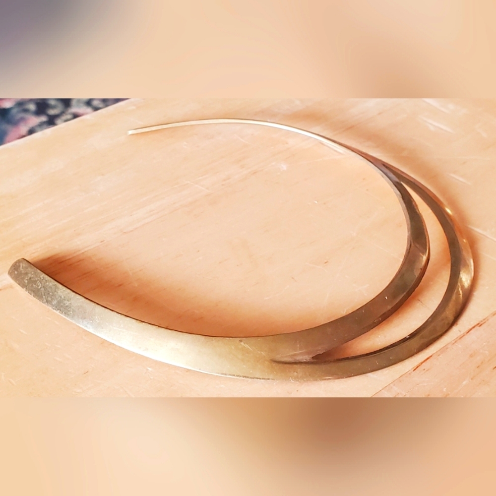 Vintage Solid Brass Double Layer Choker Necklace. - image 2